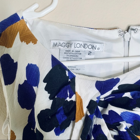 Maggy London Floral Blue Sleeveless Dress - Picture 3 of 5